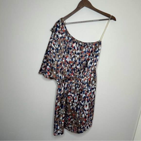 Uncle Frank One Shoulder Lightweight Cinch Waist Dress Abstract Print Medium - Picture 4 of 9